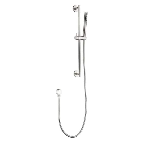 Mondawe 1-Spray Patterns 2.5 GPM 8.46 in. Rectangle Wall Mount Handheld Shower Head with Sliding Bar and Hose in Brushed Nickel