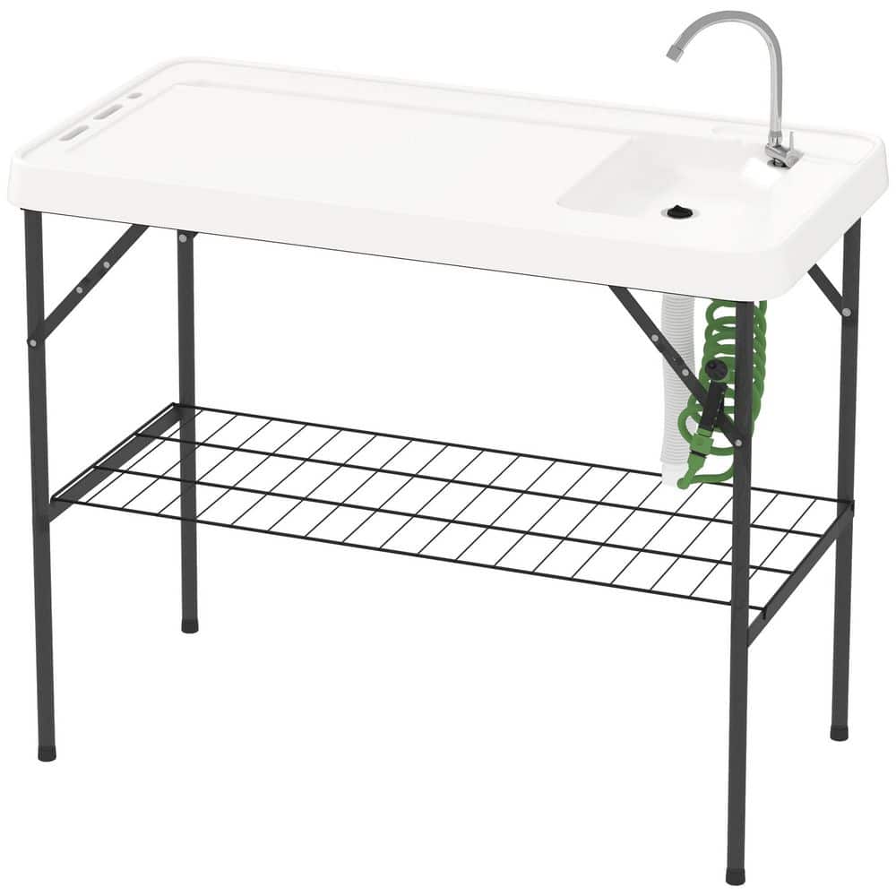 Folding Fish Cleaning Table, Portable Camping Sink Table Outdoor Fillet Tab