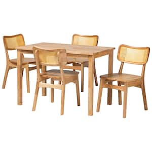 Dulcet 5-Piece Oak Brown Wood Top Dining Set