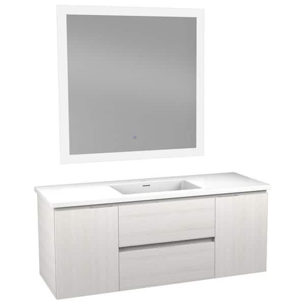 ANZZI 48 in. W x 18 in. D x 20 in. H Bath Vanity in White with Vanity Top in White with One White Basin and Mirror