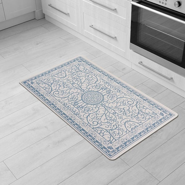 Cozy Trends Kitchen Mat Rug Cushioned Anti-Fatigue Waterproof Non-Slip Comfort Foam for Kitchen, Floor Home, Office, Sink, Laundry, Size: 18 x 30, Blue