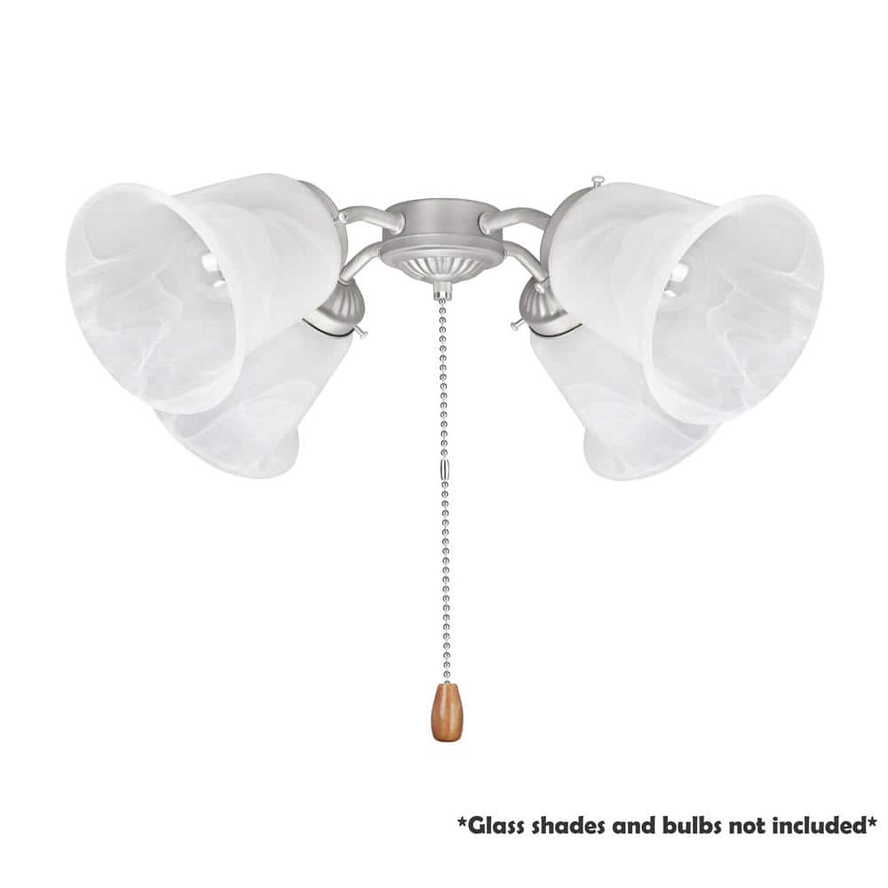 Brushed Nickel 12'' Flush Mount Ceiling Fan Light Kit with Pull Chain