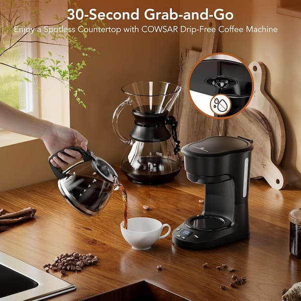 COWSAR 5 Cups Drip Electronic Coffee Maker with Timing Function and Drip-Free  Carafe, Black ZYHD-CM3710H-B - The Home Depot