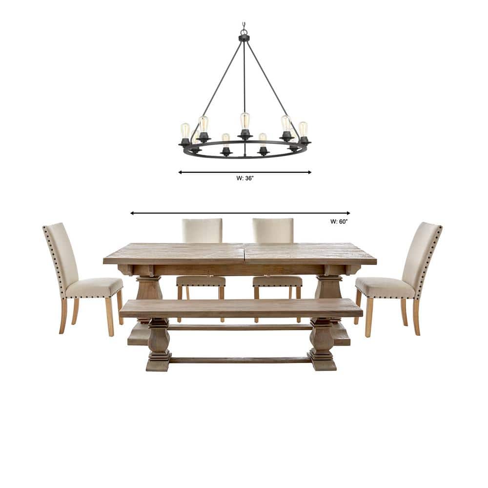 Graphite 36" Industrial 9-Light Steel Chandelier