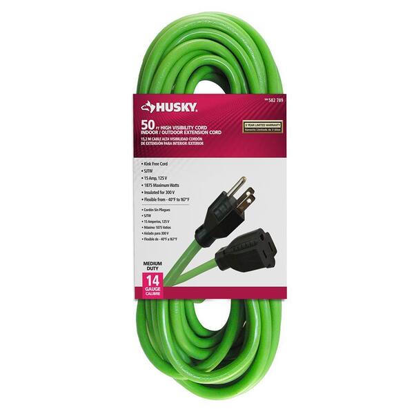 50 ft. 14/3 Extension Cord - Fluorescent Green