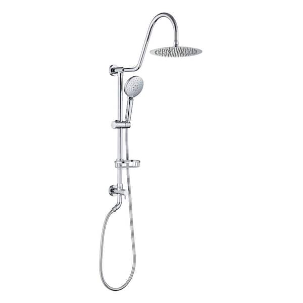 RAINLEX 3-Spray Patterns with 2.2 GPM 10 in. Wall Mount Dual Shower Heads in Spot Resist Polished Chrome