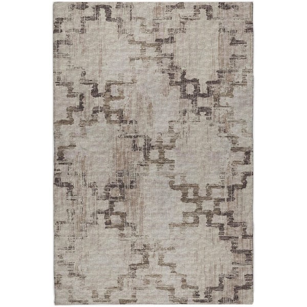 Dream Shag Premium Machine Washable Abstract ADS121 Mocha 10 ft. x 14 ft. Area Rug