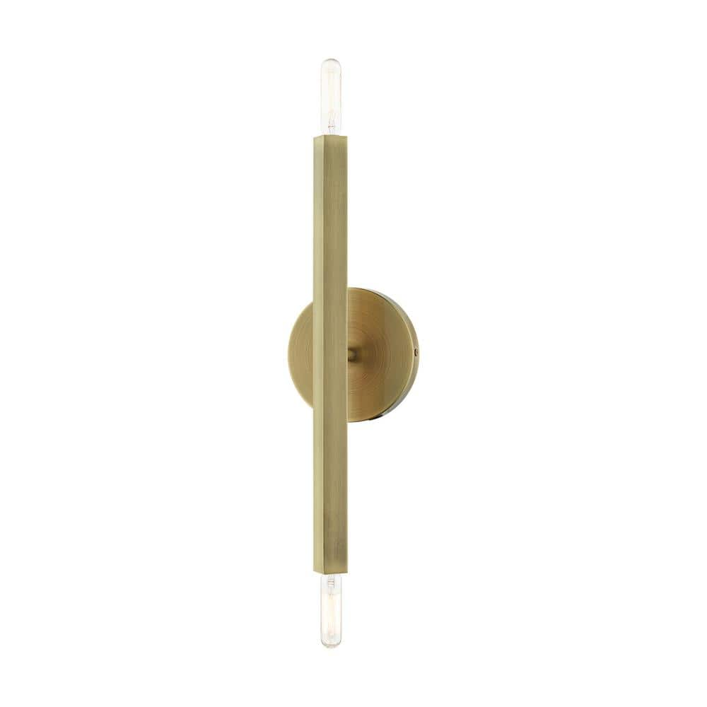 Antique Brass Dual Light Modern Wall Sconce