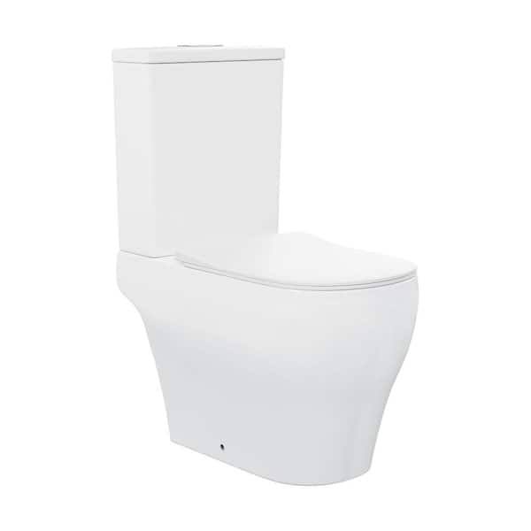 Swiss Madison Lune 2-Piece 1.6 GPF Dual Flush Elongated Toilet in White Glossy