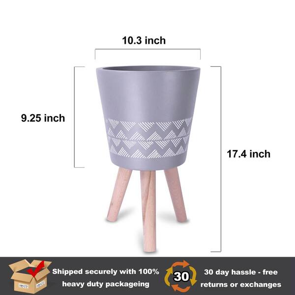 Kante 17H017W-CT Lightweight Concrete Classic Outdoor/Indoor Cylindrical Planter w/3 Wooden Legs 20.9 in Tall Pure White Kante 17H017W-CT Lightweight Concrete Classic Outdoor/Indoor Cylindrical Planter w/3 Wooden Legs 20.9 in Tall Pure White