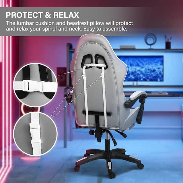 Ergonomic Gaming Chair W/HIGH Back, Lumbar Pad, Neck Pillow and 1