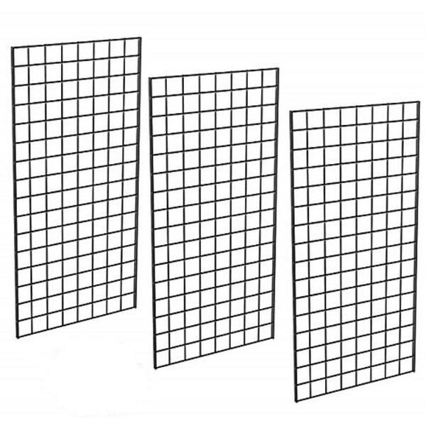 24" x 48" Wall Mounted Gridwall Panels Black Set of 2 