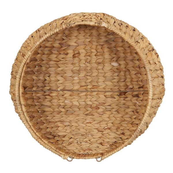 HOUSEHOLD ESSENTIALS Round Woven Wicker Basket with Handles ML