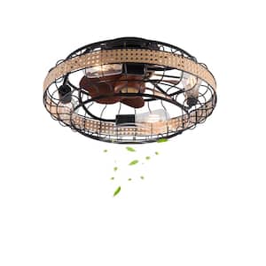 18 in. Indoor Brown and Black Semi-Enclosed Ceiling Fan with Reversible Quiet Motor Remote Control and No Bulbs Included