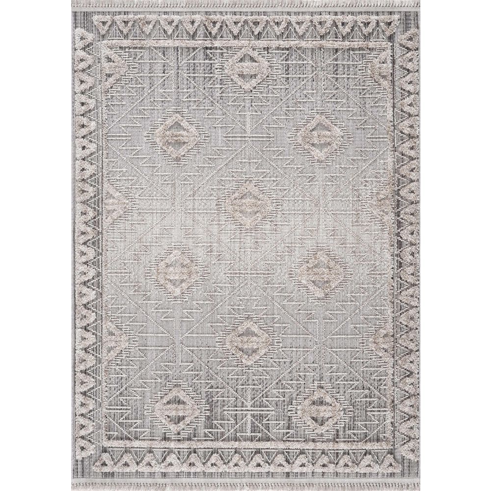 Agoo Charcoal and Cream High-Low Pile Runner Rug
