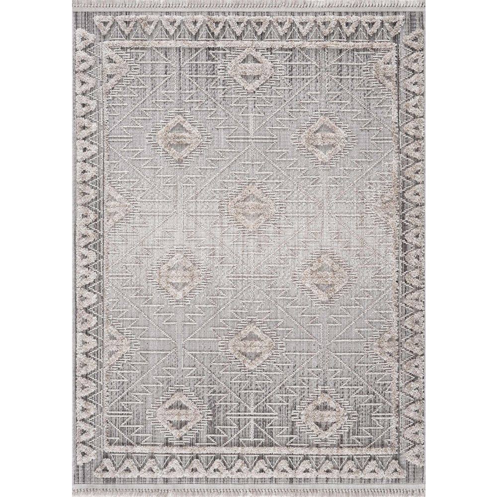 Agoo 5'3" x 7' Gray and Cream High Pile Polyester Area Rug