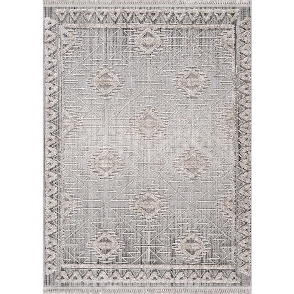 Agoo 5 ft. x 7 ft. Charcoal/Cream/Peach Area Rug