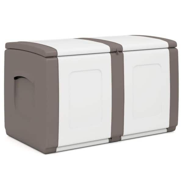 53 Gal. Long-lasting PP Deck Box with Lockable Lid and Handles for Cushions, Tools, Pool Supplies, in Brown