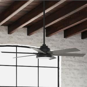 Warrant 60 in. Integrated LED Indoor Matte Black Ceiling Fan with Light Kit and Wall Switch