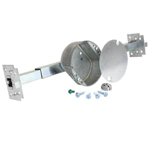 4 in. Round 1-1/2 in. Deep 15.3 cu. in. Metallic Ceiling Fan/Light Fixture Box and Brace Kit for New Work