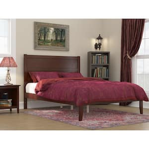 NoHo 60-1/2 in. W Walnut Queen Solid Wood Frame with Attachable Turbo USB Device Charger Platform Bed