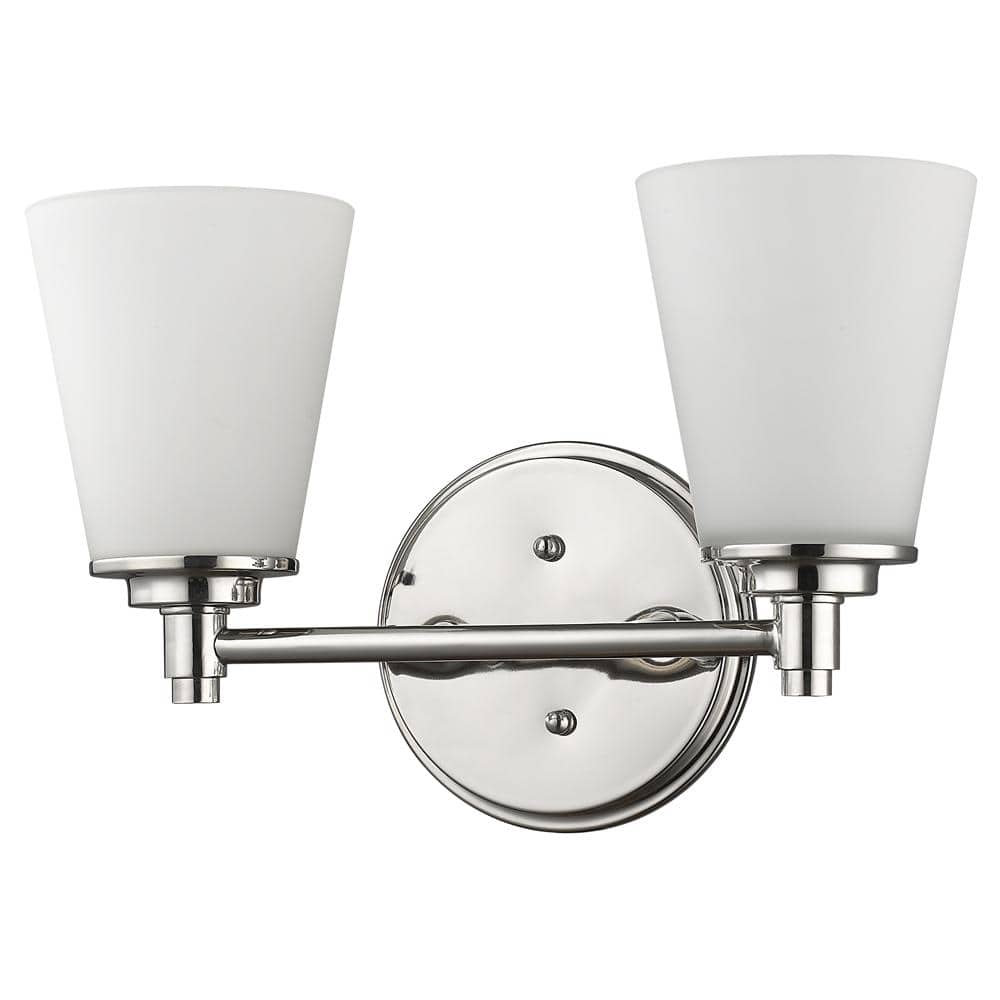 Conti 2-Light Polished Nickel Vanity Light with Etched Glass Shades price history on PriceWatchPro