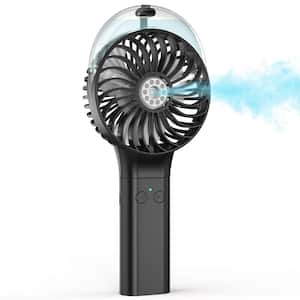 3000 mAh Rechargeable Mist Fan in Black, Up to 10h Cooling and 1h Misting, for Travel, Home, Office, Camping, Outdoors