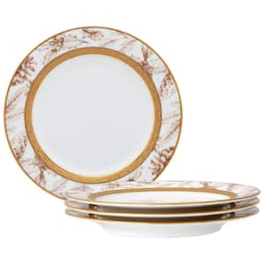Charlotta Gold 6.25 in. (Gold) Porcelain Holiday Harvest Appetizer Plates, (Set of 4)