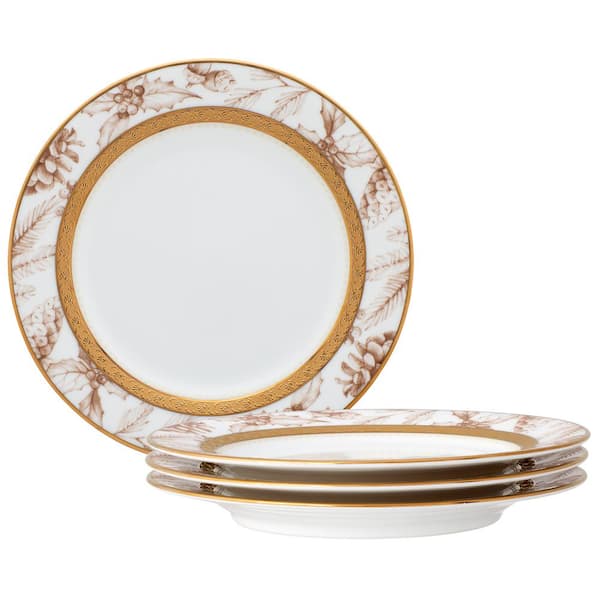 Noritake Charlotta Gold 6.25 in. (Gold) Porcelain Holiday Harvest Appetizer Plates, (Set of 4)