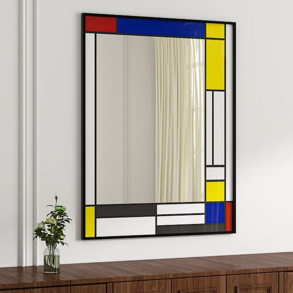 Vosuja Black 39.4 in W x 31.5 in. H Rectangle Colored Framed Mirror Wall Mount Decorative Mirror for Living Room, Bedroom