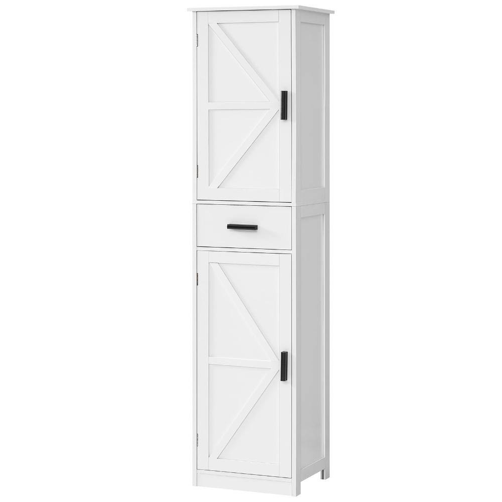 18 in. W x 67 in. H White Medicine Cabinet without Mirror with 6 Shelves, Drawer and Adjustable Shelves