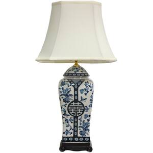 RED LANTERN Oriental Furniture 25 in. x 10 in. Blue and White Chinese ...