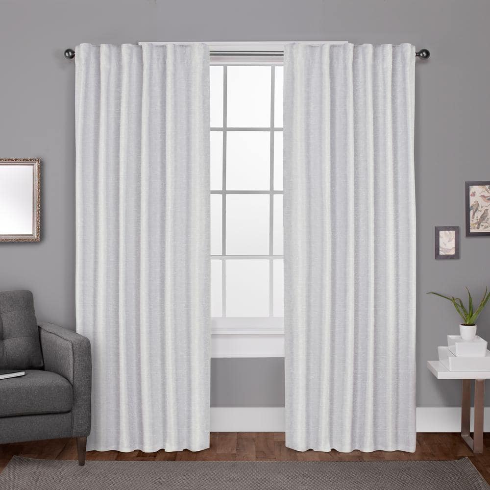 EXCLUSIVE HOME Zeus Winter White Woven Solid 52 in. W x 84 in. L