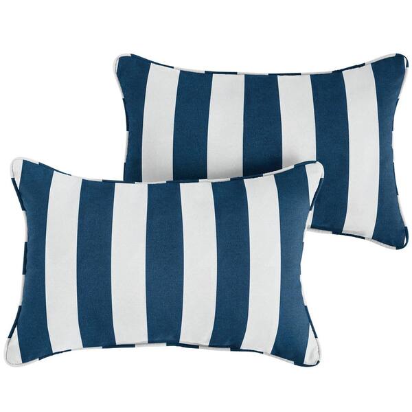 1101Design Navy Stripe Rectangular Outdoor Lumbar Pillows (2Pack
