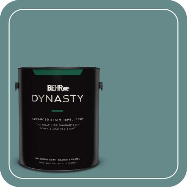 1 gal. #S440-5 Tasmanian Sea One-Coat Hide Semi-Gloss Enamel Interior Stain-Blocking Paint & Primer