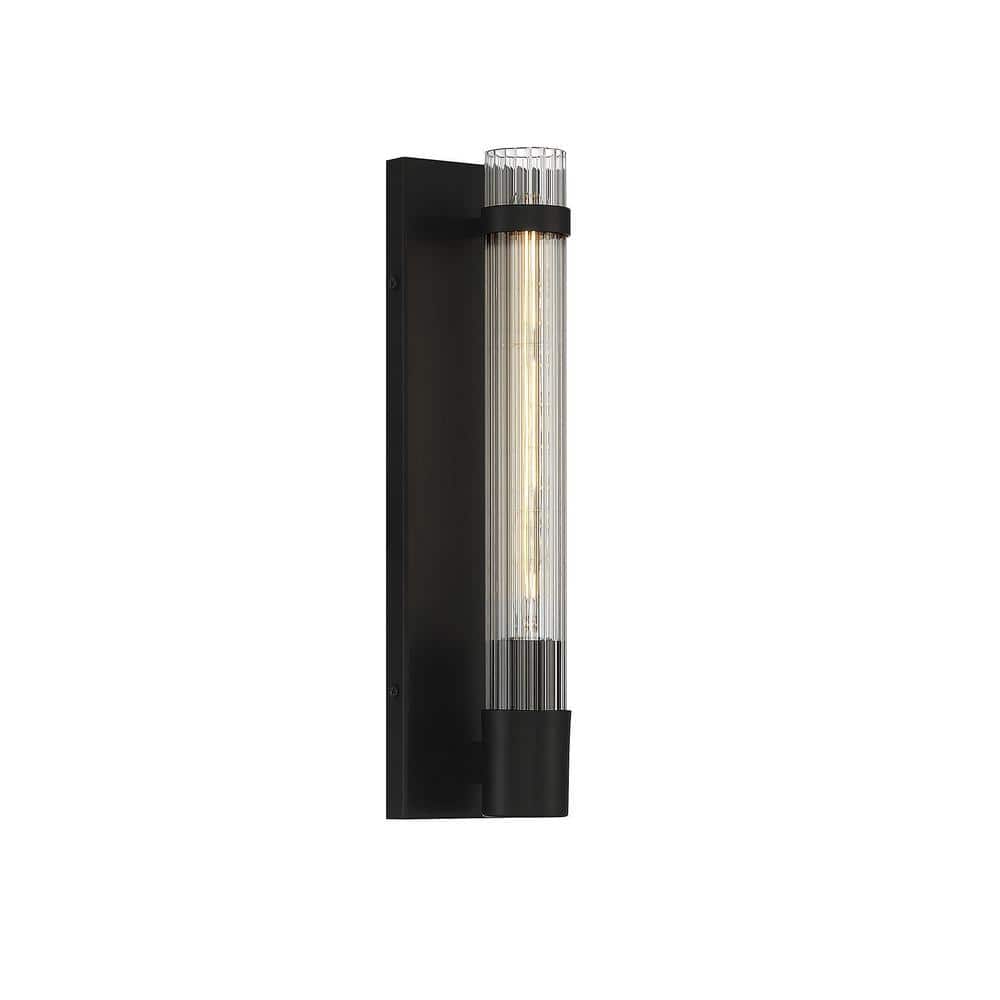 Willmar Matte Black Metal and Glass Wall Sconce