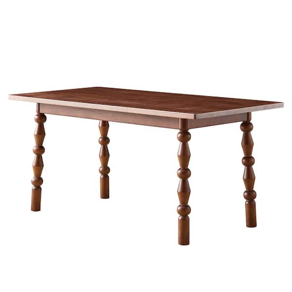Lesly Modern Rectangular Medium Antique Color Ash Wood Top Kitchen 55.12 in. Medieval Ash Wood 4 Legs Dining Table (4 Seats)