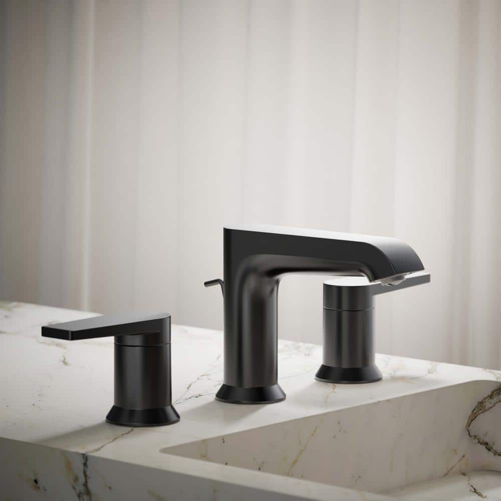 Minimalist Matte Black 2-Handle Widespread Bathroom Faucet