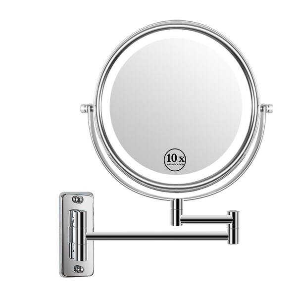 Unbranded 16.9 in. W x 11.9 in. H Small Round Metal Framed Dimmable Wall Bathroom Vanity Mirror in Chrome Silver
