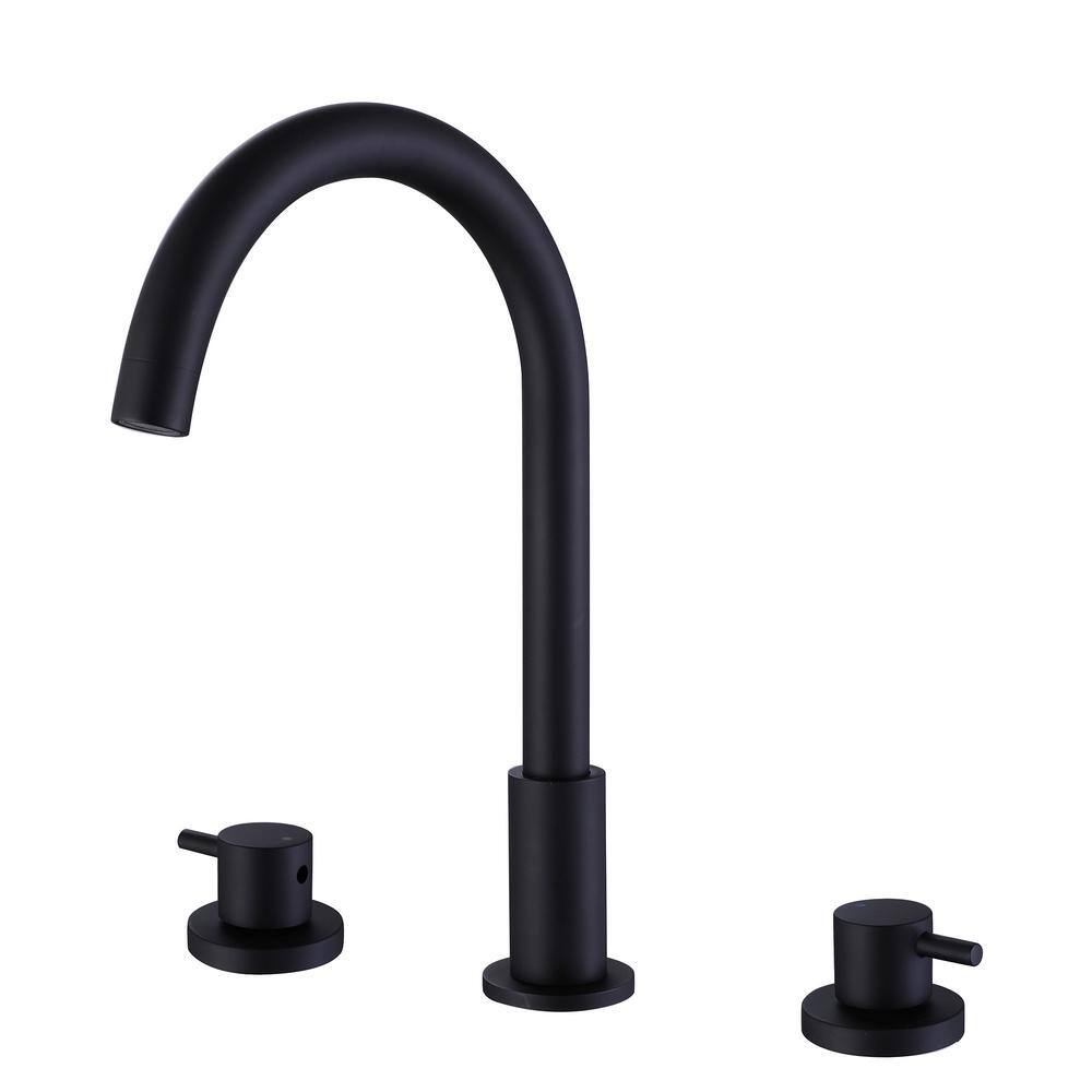 8 in. Widespread Double Handle Bathroom Faucet in Matte Black (Valve