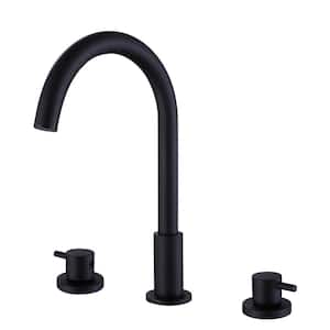 8 in. Widespread Double Handle Bathroom Faucet in Matte Black (Valve Included)