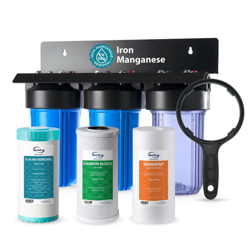 Iron Manganese Whole House Water Filter System, Clear Housing, Also Reduces Chlorine, Sediments, Taste, Odor, price history on PriceWatchPro
