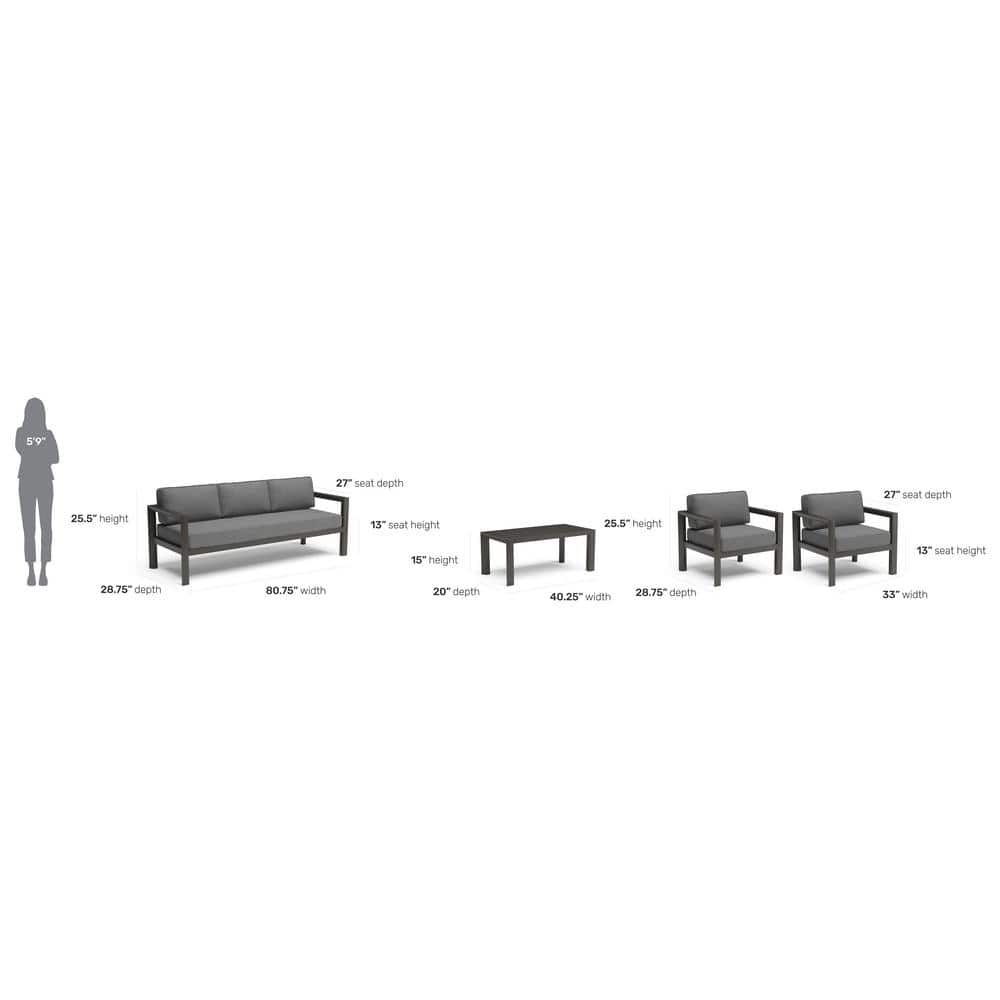 Grayton Gray Aluminum 5-Person Outdoor Sofa Set