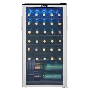 35-Bottle Wine Cooler Freestanding in Platinum/Black