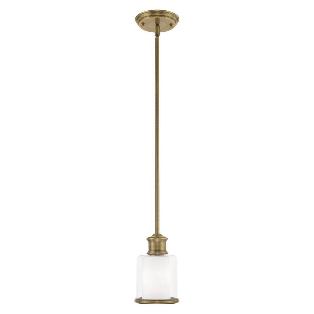 Antique Brass Mini Pendant with Glass Shade for Indoor/Outdoor