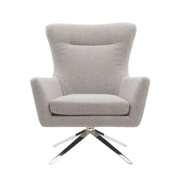 Unbranded Light Gray Linen Fabric Arm Chair with Aluminum Alloy Base