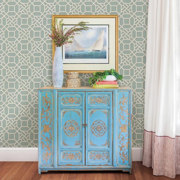 Chesapeake Adlington Turquoise Geometric Turquoise Wallpaper Sample