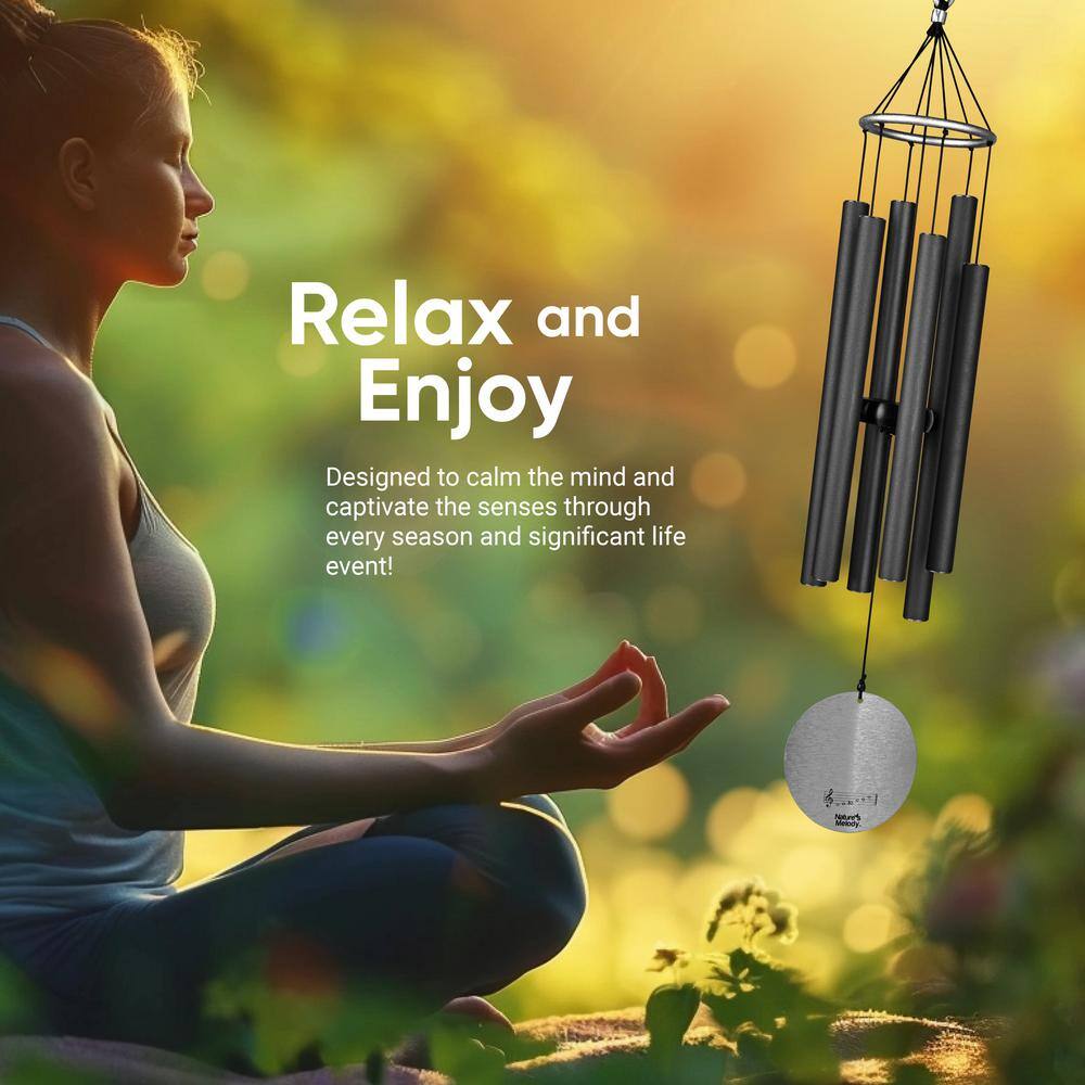 Nature's Melody 42" Black Aluminum Outdoor Wind Chimes
