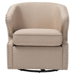 Finley Mid-Century Beige Fabric Upholstered Accent Chair