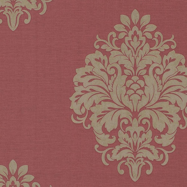 Kenneth James Duchess Red Damask Red Wallpaper Sample